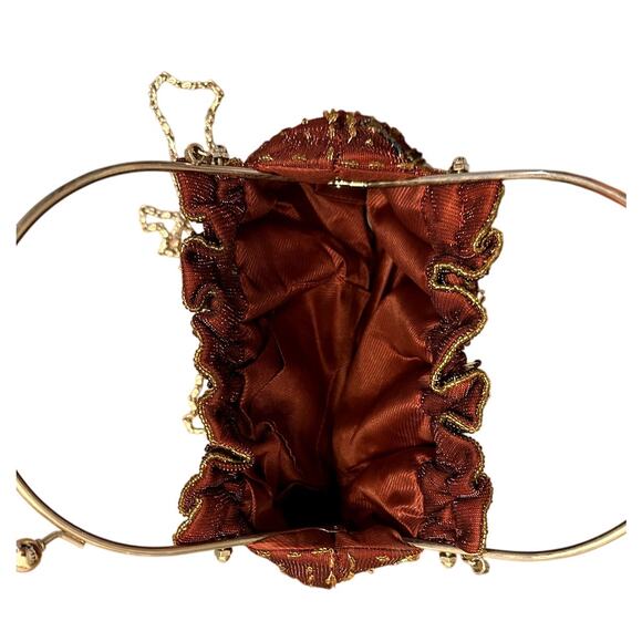 Vintage Red Beaded Purse with Gold Handle Evening Bag Boho Y2K Fairycore - Picture 4 of 4